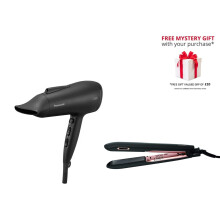 Panasonic EH-NE85 Heat Protection Hair Dryer & EH-HS99 Nanoe Ceramic Hair Straightener Bundle Set - Free Gift RRP 10!
