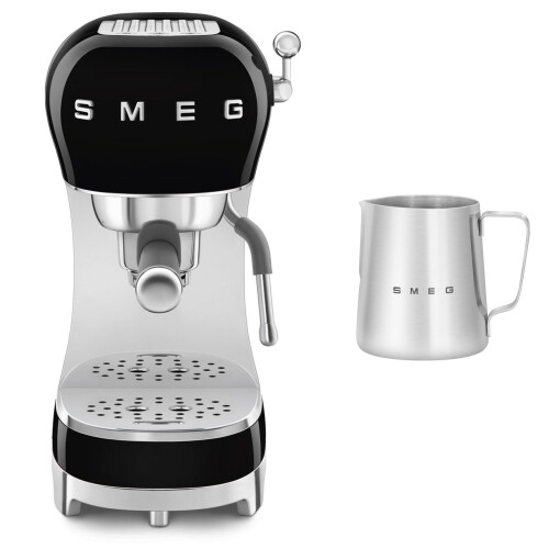 Smeg (Black) Smeg ECF02 Espresso Machine + CMMJ01 Milk Frothing Jug Bundle