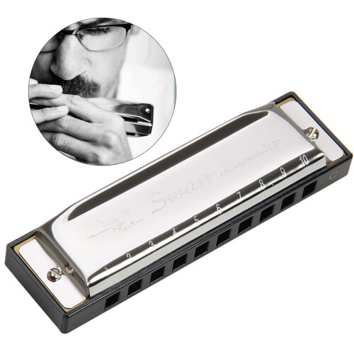 C Blues Professional Harmonica Stainless Steel 1 Piece