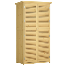 Caseta de jardín de madera con techo de asfalto y 4 compartimentos para almacenamiento exterior.