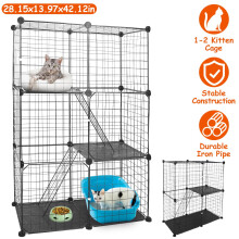 3-Tier Cat Cage Metal Large Detachable Crate with Ladder
