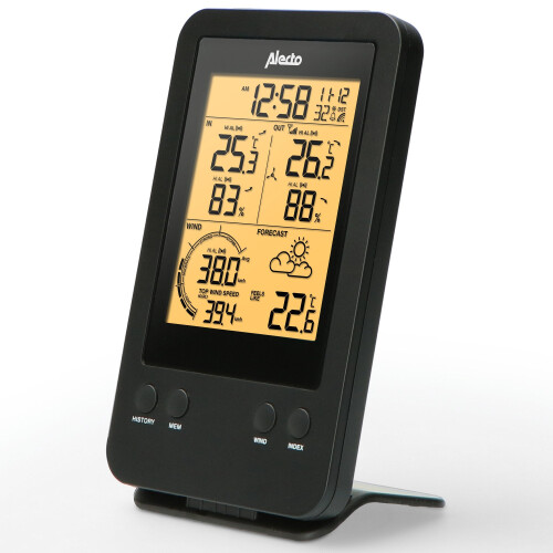 Drahtlose Wetterstation mit Außensensor, Schwarz 1