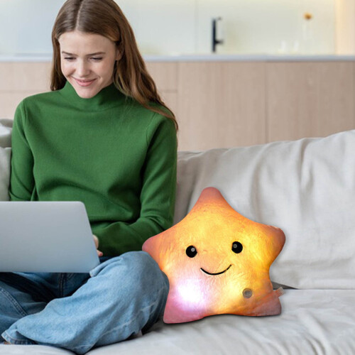 Glowing Star Pillow LED Night Light Soft Plush 22cm 1