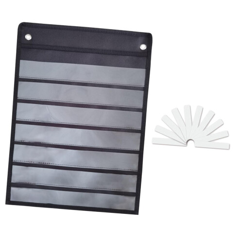 Classroom Pocket Chart Black 7 Rows 10 Dry Erase Cards 1
