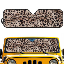 Foldable Brown Cheetah Print Windshield Sun Shade for Jeep