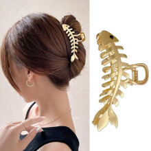 Gold Fish Bone Hair Clips Metal Claw Clips 2 Pack