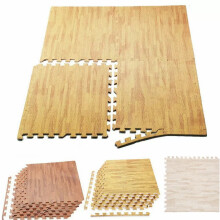 Wood Grain Puzzle Mat EVA Foam 12-Piece Interlocking Tiles