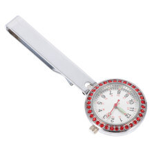 Nurse pocket watch card holder for lanyard red