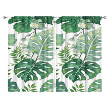 Green Tropical Leaf Blackout Curtains 2 Panels 52x84 Inch
