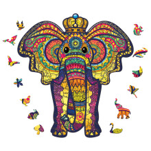SPECOOL Wooden Animal Puzzle Crown Elephant 100 pcs
