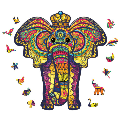 SPECOOL Wooden Animal Puzzle Crown Elephant 100 pcs