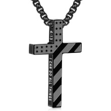 Cross Necklace for Men 316L Stainless Steel 22+2 Inches