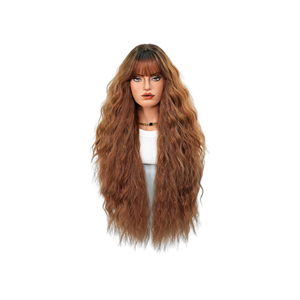 Phui-Pet-Supplies Women\'S Caramel Red Wavy Long Wig