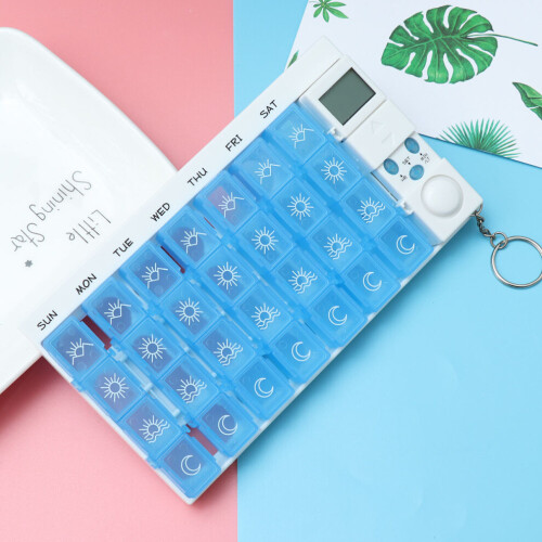 7 Day Automatic Pill Box with Alarm, 28 Compartments, Weekly Medication Organizer with Timer 2