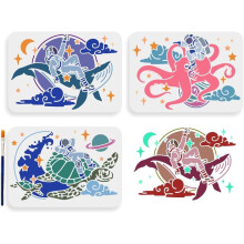 Astronaut Ocean Creatures Stencil Set 11.7 x 8.3 Inch 3
