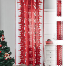 Christmas Tree Snowflake Blackout Curtains Grommet Top Red