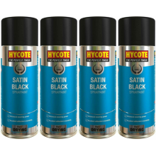 4 x Hycote Satin Black Spray Paint Aerosol Car Multi-Purpose Preparation 400ML