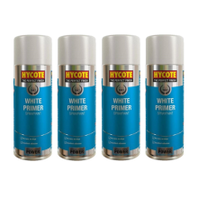 4 x Hycote White Primer Spray Paint Aerosol Car Multi-Purpose Preparation 400ML