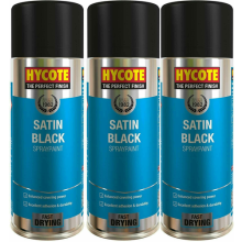 3 x Hycote Satin Black Spray Paint Aerosol Car Multi-Purpose Preparation 400ML