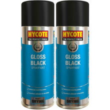 Gloss Black Hycote Aerosol Spray Paint Auto Car Multi-Purpose 400ML x2