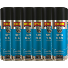 6 x Hycote Satin Black Spray Paint Aerosol Car Multi-Purpose Preparation 400ML