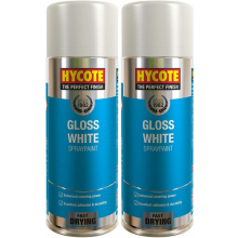 2 x Hycote Gloss White Spray Paint Aerosol Car Multi-Purpose Preparation 400ML
