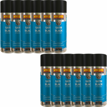 12 x Hycote Satin Blacy Spray Paint Aerosol Car Multi-Purpose Preparation 400ML