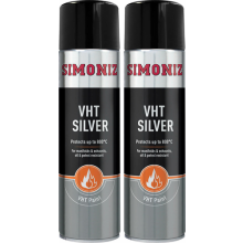 2 X Simoniz VHT Silver Paint Very High Temperature Car Spray Aerosol 500ML