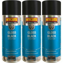 3 X Hycote Aerosol Gloss Black Spray Paint Auto Car Multi-Purpose 400ML