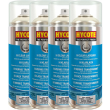 Clear Lacquer Spray Paint Hycote Aerosol High Gloss Coating Fast Drying 400ML x4