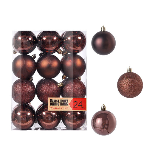 Shatterproof Christmas Ball Ornaments Brown 24 pcs 1