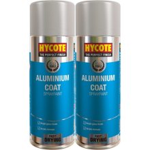 2x Hycote Aluminium Coat Spray Paint Aerosol Car Multi-Purpose Preparation 400ML
