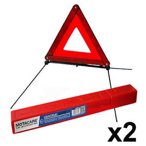 2 X Large Reflective Car Warning Triangle Breakdown Hazard Road EU Emergency