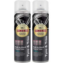 2x Simoniz Tyre and Trim Shine Back to Black Spray Wet Look Shine Plastic 500ml