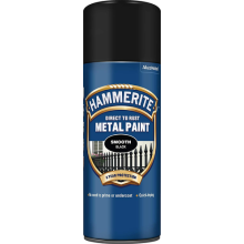 Hammerite Smooth Black Direct To Rust Metal Spray Paint Aerosol 400ML