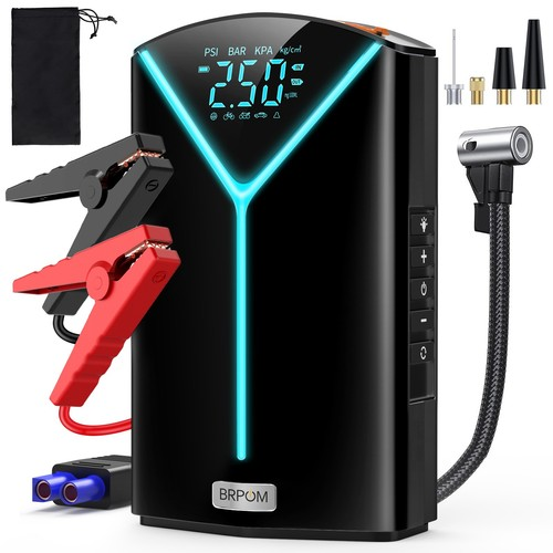 8500A Peak 12V Jump Starter with Air Compressor LED Light USB Battery Booster