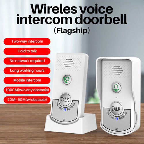 Wireless Doorbell with Voice Intercom 1000m Range