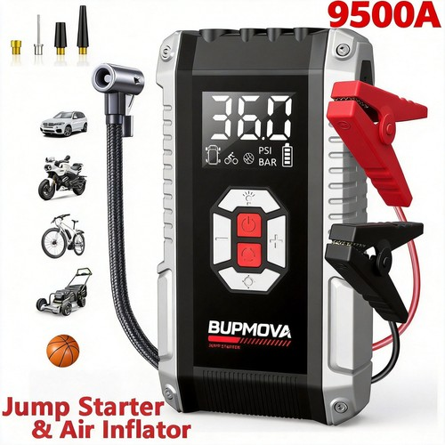 9500A Car Jump Starter with Air Compressor Tire Inflator Battery Booster Charge