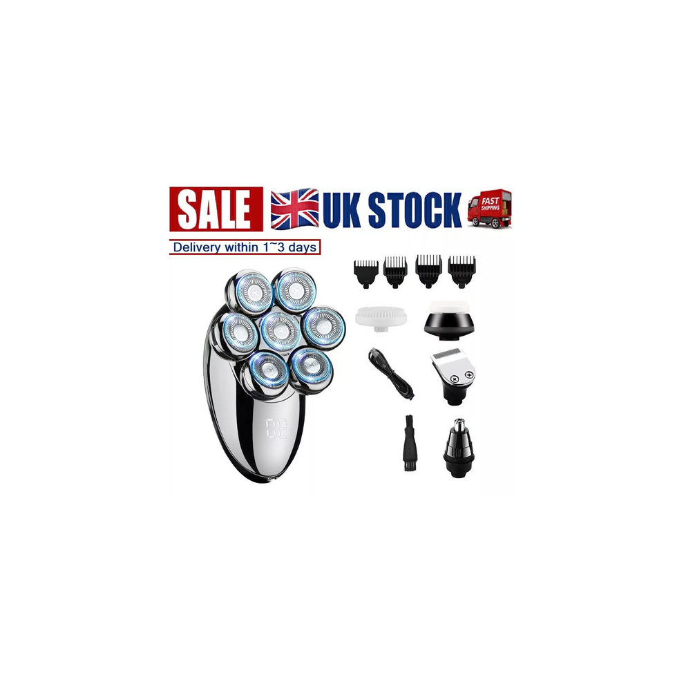Photos - Hair Clipper Electric 7D Shaver 7 Head Razor Bald Beard Hair Skull Trimmer Beard Remover Men