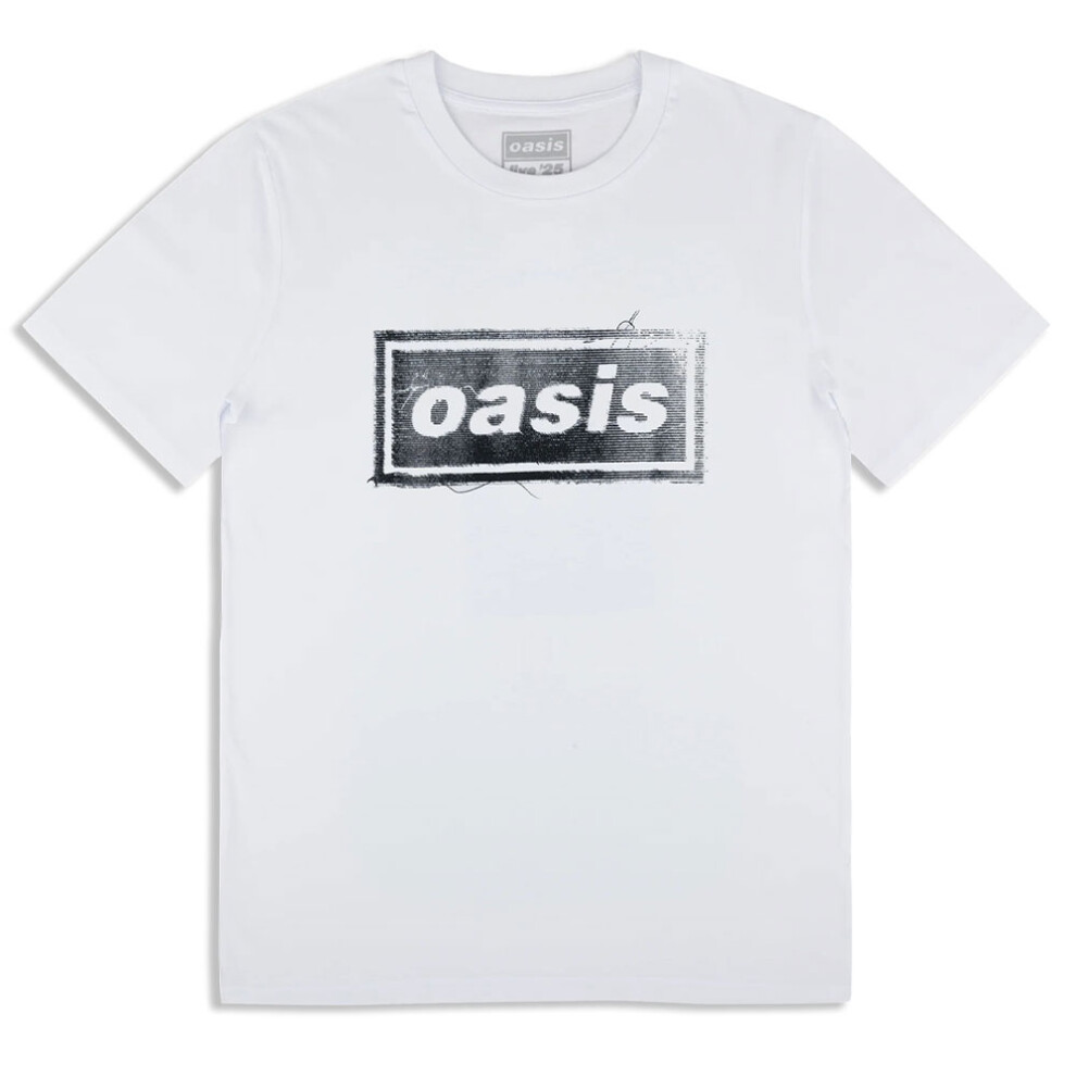 Oasis (L, White) Thread Band Logo T Shirt