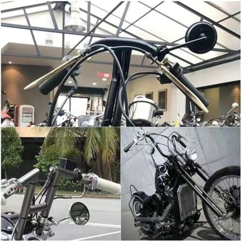 Περιστρεφόμενοι κυρτοί καθρέφτες μοτοσικλέτας με κλιπς 22mm-25mm από ανοξείδω 2