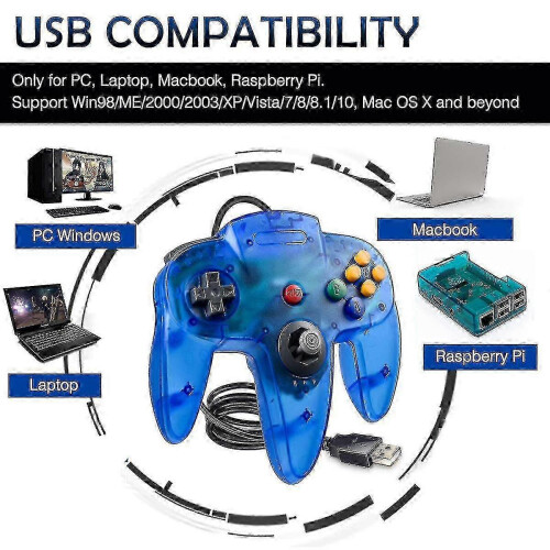 Klassischer USB-Controller für N64-Spiele, USB-Retro-N64-Gamepad-Joypad für Windows, PC, Mac und Linux 1