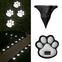 4PCS User Friendly Solar Operated LED Light Dog Paws-White