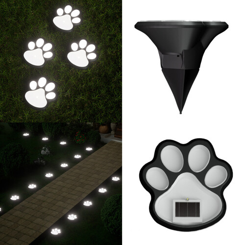 4PCS User Friendly Solar Operated LED Light Dog Paws-White