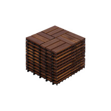 (Brown, 1) Dalles de terrasse emboîtables en bois d'acacia, revêtement de sol extérieur