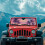 Pink Sunset Palm Trees Windshield Sunshade Mat for Jeep 3