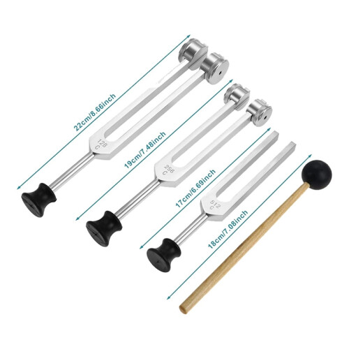 Tuning Fork Set Silver 8-Piece 128Hz 256Hz 512Hz with 2