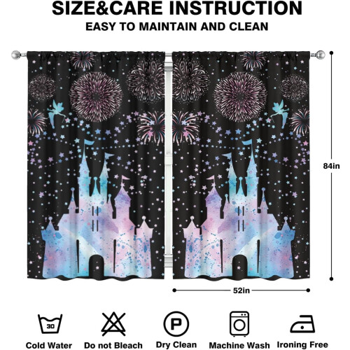 Nursery Curtains Print Pattern 52x84 Inch 2 Panels White 2