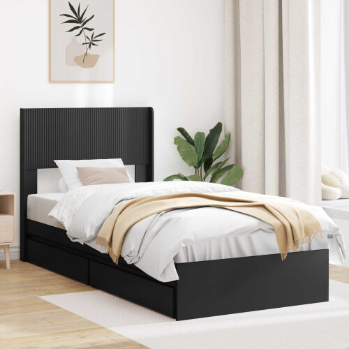 VidaXL vidaXL Bed Frame with Storage and Headboard Black 90 x 190 cm
