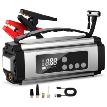 7-i-1-starter med 150PSI-kompressor, 8000mAh bilstarter, startbatteri for opptil 8 liter bensin- og 5 liter dieselmotorer, med nødlys